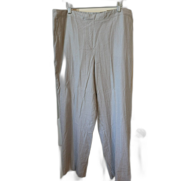 Chico's NEW Pants 2.5 Elasticized Waist Silver Pinstripe (Women's 14) - Picture 1 of 10